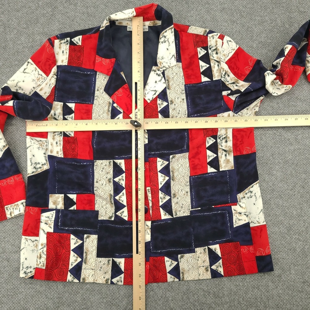 Dressbarn Womens Blazer Size Large Multicolor Colorblock Lined Made in USA VTG - Picture 4 of 7